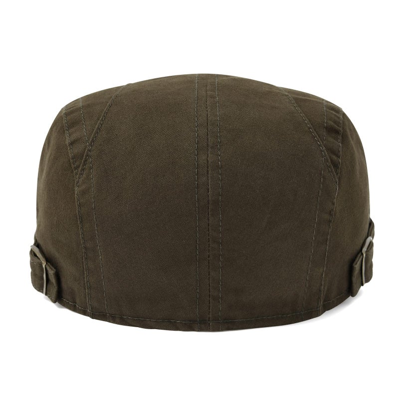 VOBOOM Men Cotton Newsboy Beret Hat Duckbill Buckle Cabbie Cap (Cotton-Army Green) - Image 4